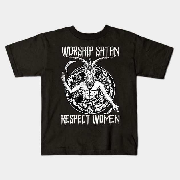 Satanic Baphomet - Worship Satan Respect Women Kids T-Shirt by biNutz